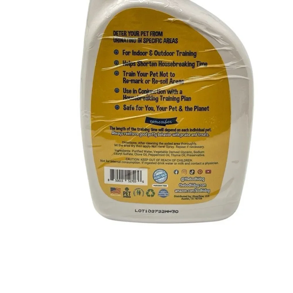 Bodhi Dog Not Here! Pet Training Spray No Remarking 32 oz Spray Bottle New